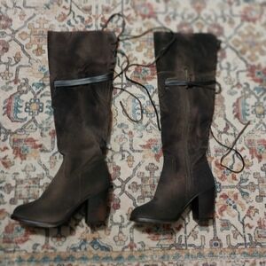 Vintage 93 Anya Brown Suede Lace-Up Boots